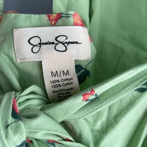 Sage Green Floral Ruffle Tiered Square Neck Dress NWT - Picture 4 of 5